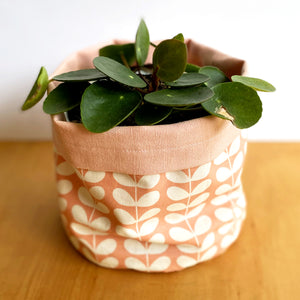 Orla Kiely Tiny Linear Stem pink Fabric Planter/Storage Basket