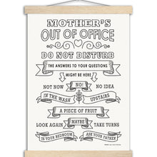 Load image into Gallery viewer, MUM's Out Of Office White - Museum-Quality Matte Paper Poster with Hanger