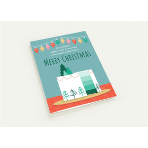 Merry Christmas Cake  -  Pack of 10 Folded Cards with envelopes