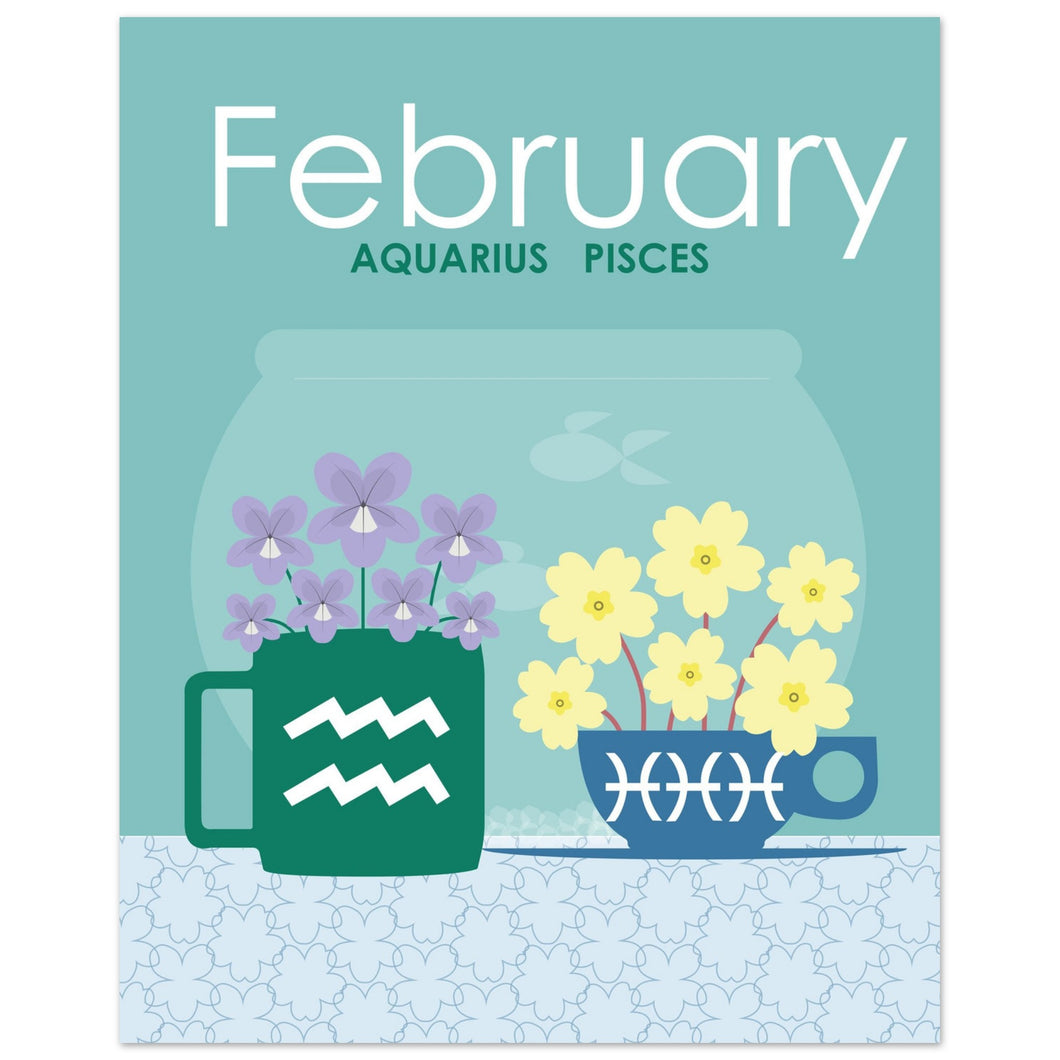 February Birth Flowers 8 x 10 Premium Matte Paper Poster