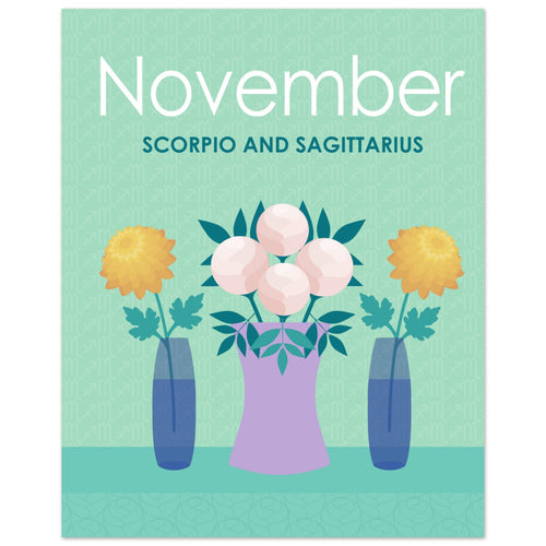 November Birth Flowers 8 x 10 Premium Matte Paper Poster