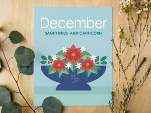December Birth Flowers 8 x 10 Premium Matte Paper Poster