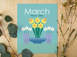 March Birth Flowers 8 x 10 Premium Matte Paper Poster