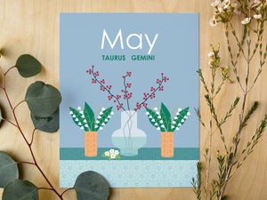 May Birth Flowers 8 x 10 Premium Matte Paper Poster