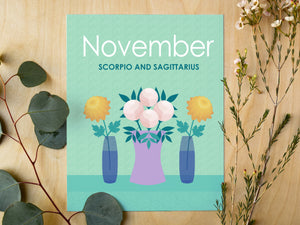 November Birth Flowers 8 x 10 Premium Matte Paper Poster