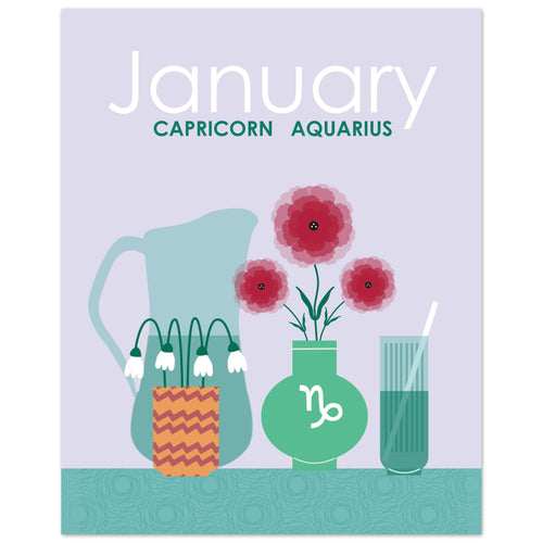 January Birth Flowers 8 x 10 Premium Matte Paper Poster
