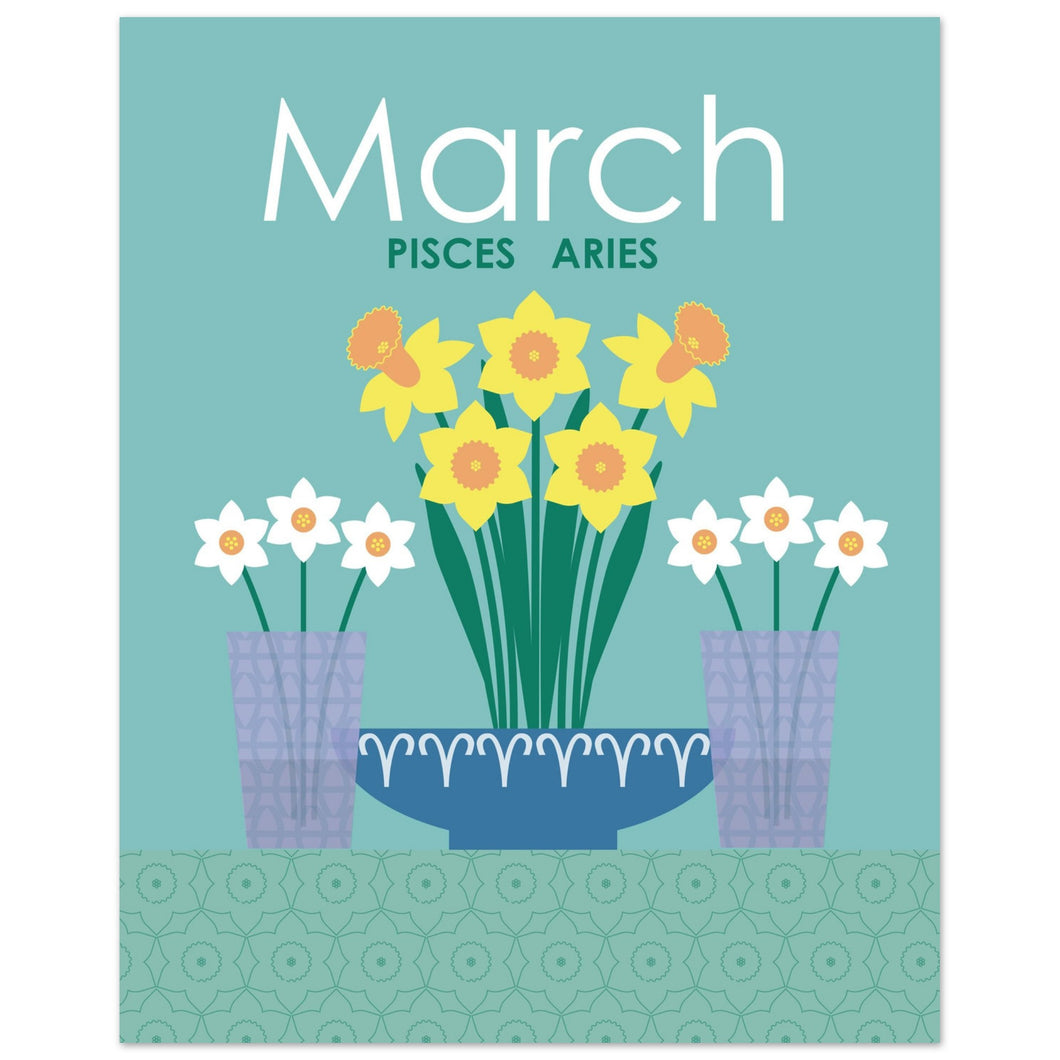 March Birth Flowers 8 x 10 Premium Matte Paper Poster