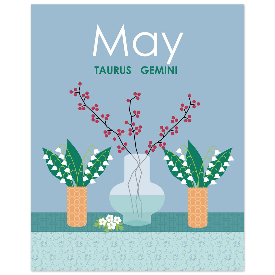 May Birth Flowers 8 x 10 Premium Matte Paper Poster