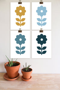 Awesome Floral Foursome Blue - Art Print