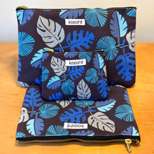 Load image into Gallery viewer, Blue Frond Zipper Pouch