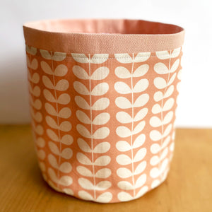 Orla Kiely Tiny Linear Stem pink Fabric Planter/Storage Basket