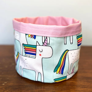 Rainbow Unicorn Fabric Planter/Storage Basket