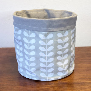 Orla Kiely Tiny Linear Stem Warm Grey Fabric Planter/Storage Basket
