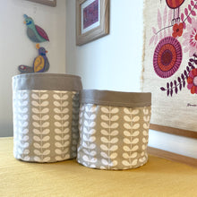 Load image into Gallery viewer, Orla Kiely Tiny Linear Stem Warm Grey Fabric Planter/Storage Basket