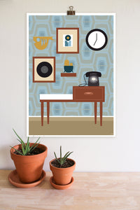 Time for a Chat Blue - Art Print