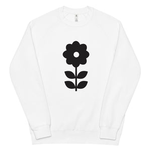 Daisy Flower Black - Unisex raglan sweatshirt