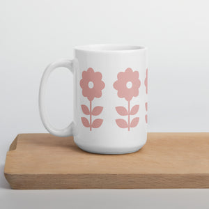 Daisy Flower Candy Pink - White glossy mug