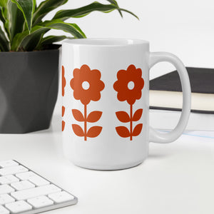 Daisy Flower Rust - White glossy mug