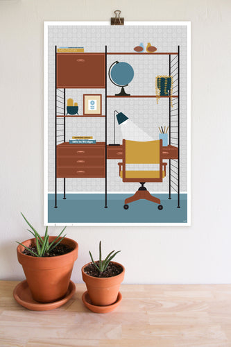 Home Office Heaven in Blue - Art Print